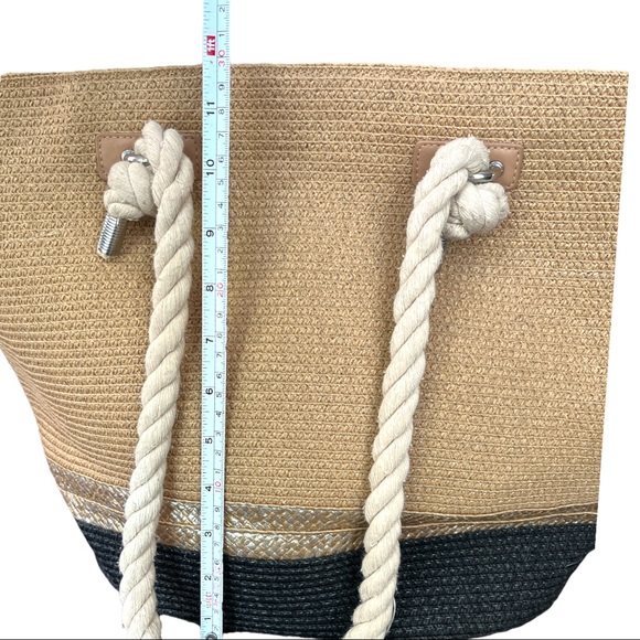 Straw Tote Beach Summer Bag with Rope Handles - Picture 7 of 9